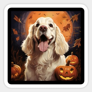 Happy Clumber Spaniel Halloween Sticker